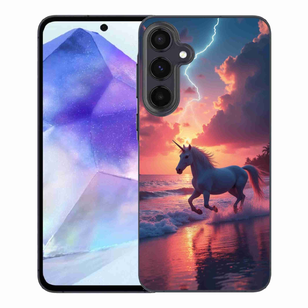 Gelový kryt mmCase na Samsung Galaxy A55 5G - jednorožec na pláži