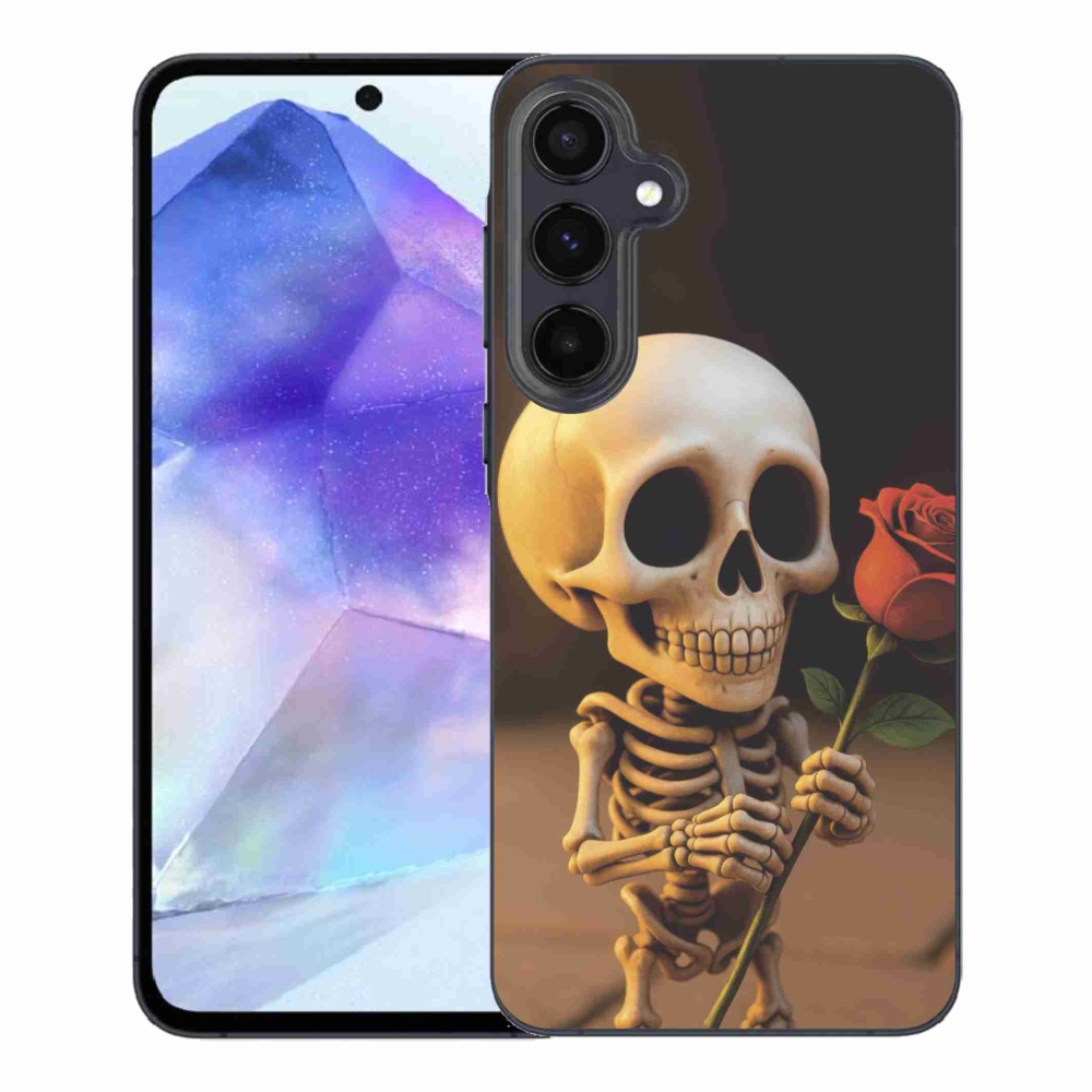 Gelový kryt mmCase na Samsung Galaxy A55 5G - kostlivec s růží