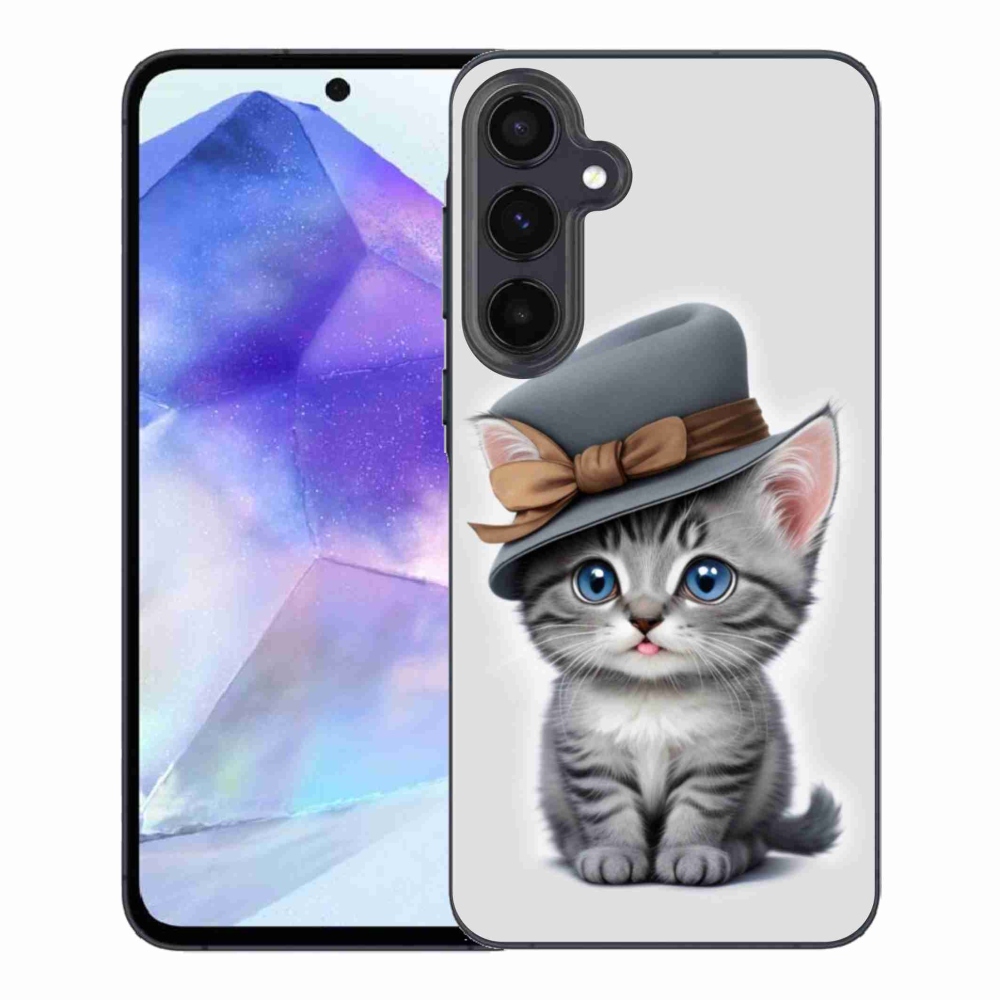 Gelový kryt mmCase na Samsung Galaxy A55 5G - kotě s kloboukem