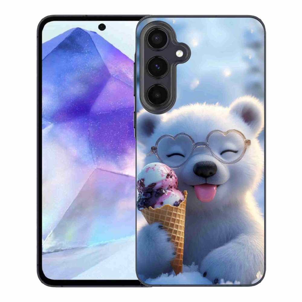 Gelový kryt mmCase na Samsung Galaxy A55 5G - medvídek se zmrzlinou