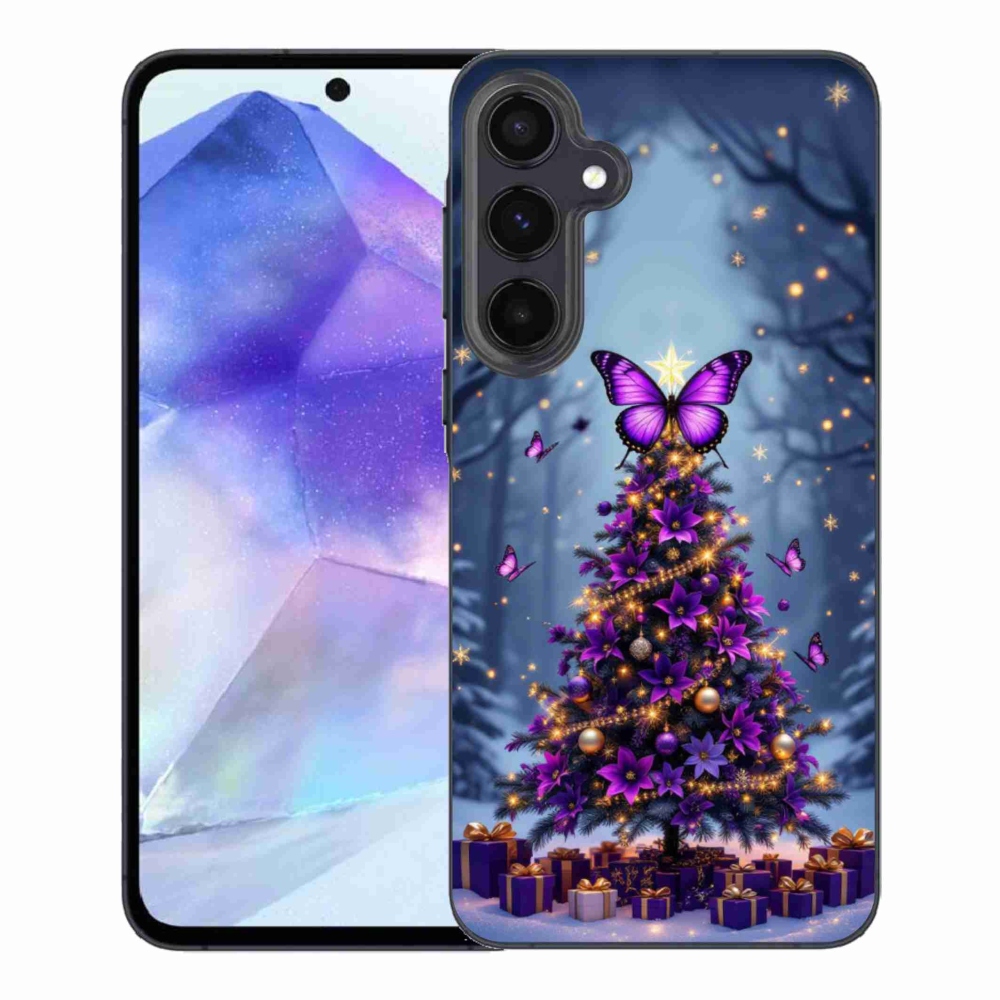 Gelový kryt mmCase na Samsung Galaxy A55 5G - motýlí vánoční stromek