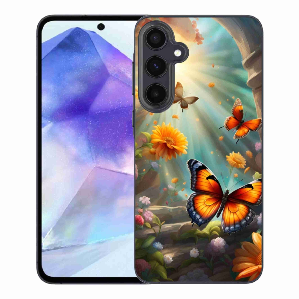 Gelový kryt mmCase na Samsung Galaxy A55 5G - motýlí zahrada 2