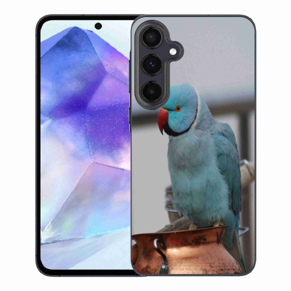 Gelový kryt mmCase na Samsung Galaxy A55 5G - papoušek alexandr modrý