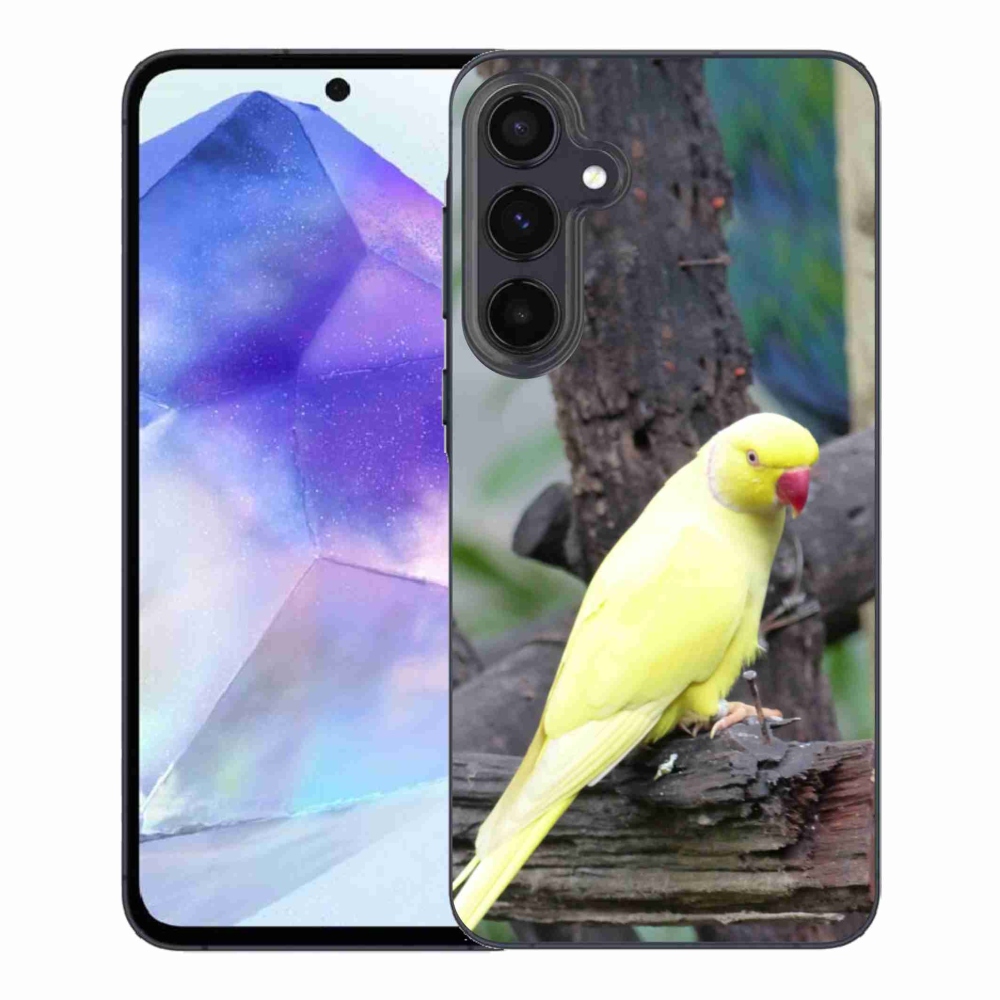Gelový kryt mmCase na Samsung Galaxy A55 5G - papoušek alexandr žlutý