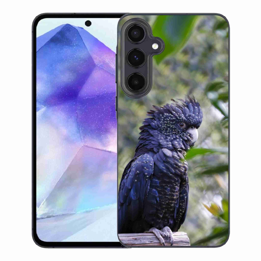 Gelový kryt mmCase na Samsung Galaxy A55 5G - papoušek kakadu černý