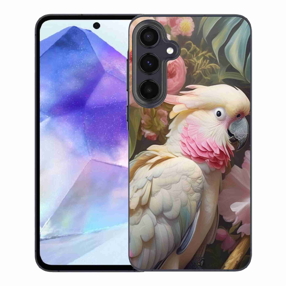 Gelový kryt mmCase na Samsung Galaxy A55 5G - papoušek kakadu růžový 2