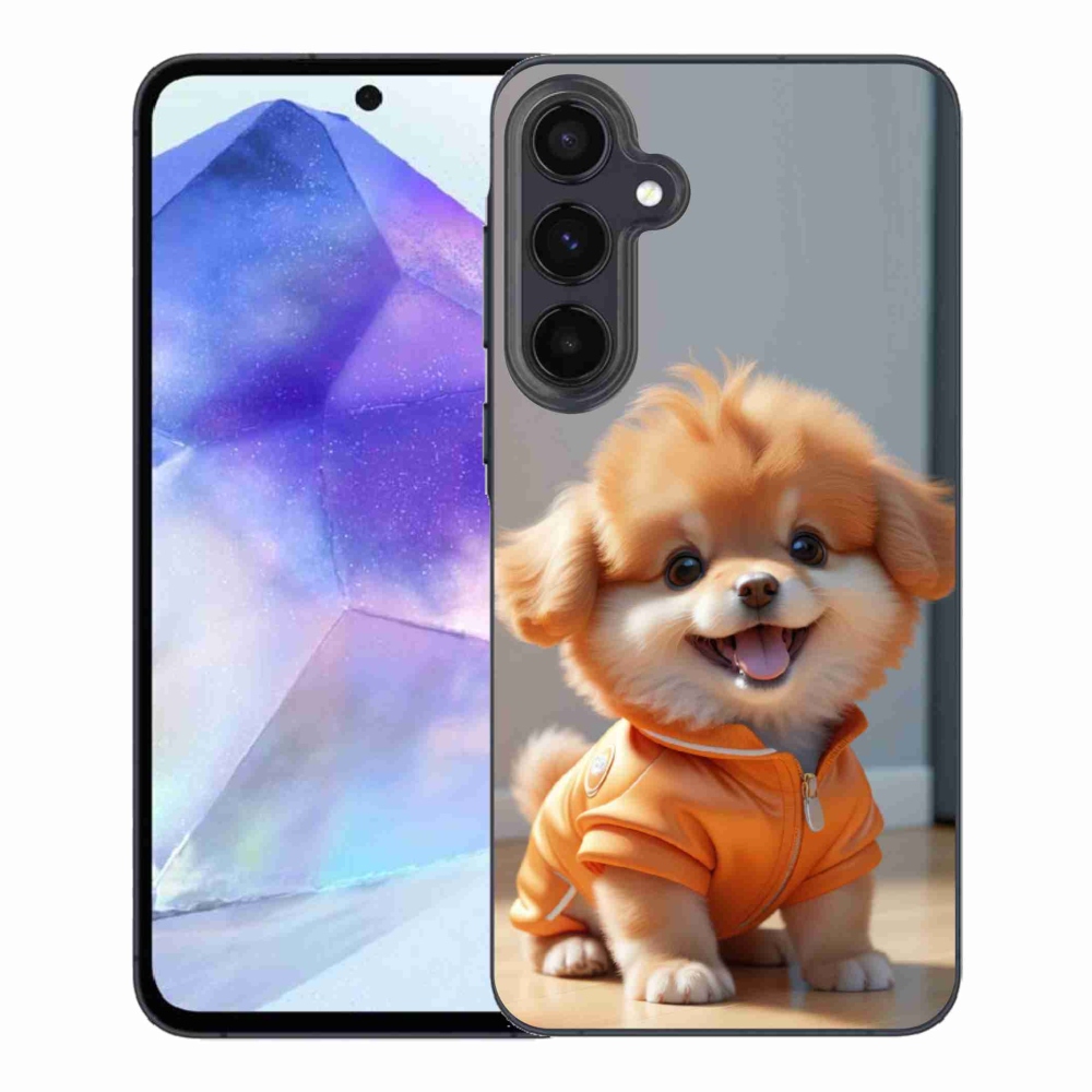 Gelový kryt mmCase na Samsung Galaxy A55 5G - roztomilý pomeranian v mikině