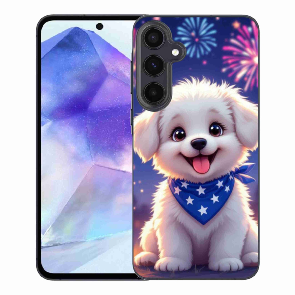 Gelový kryt mmCase na Samsung Galaxy A55 5G - slavnostní štěně