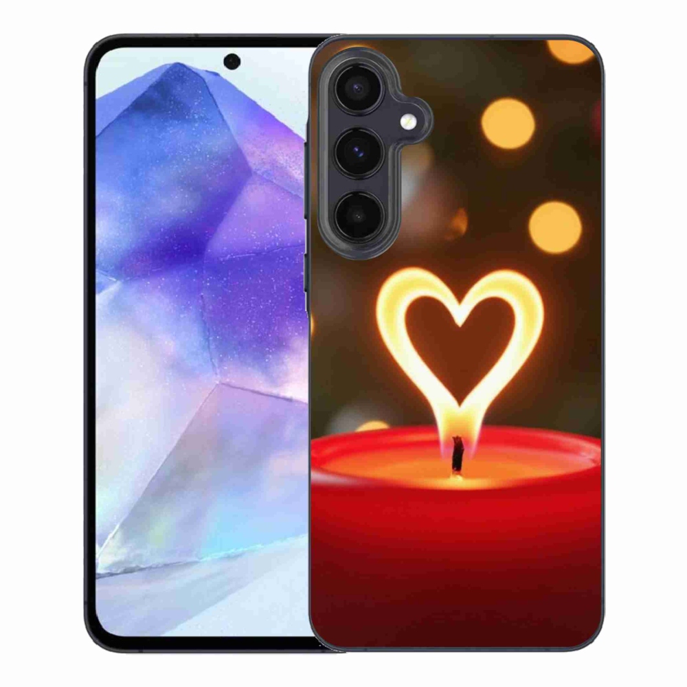 Gelový kryt mmCase na Samsung Galaxy A55 5G - srdce z plamene