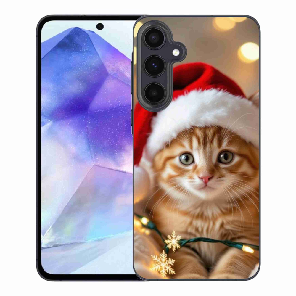 Gelový kryt mmCase na Samsung Galaxy A55 5G - vánoční kotě