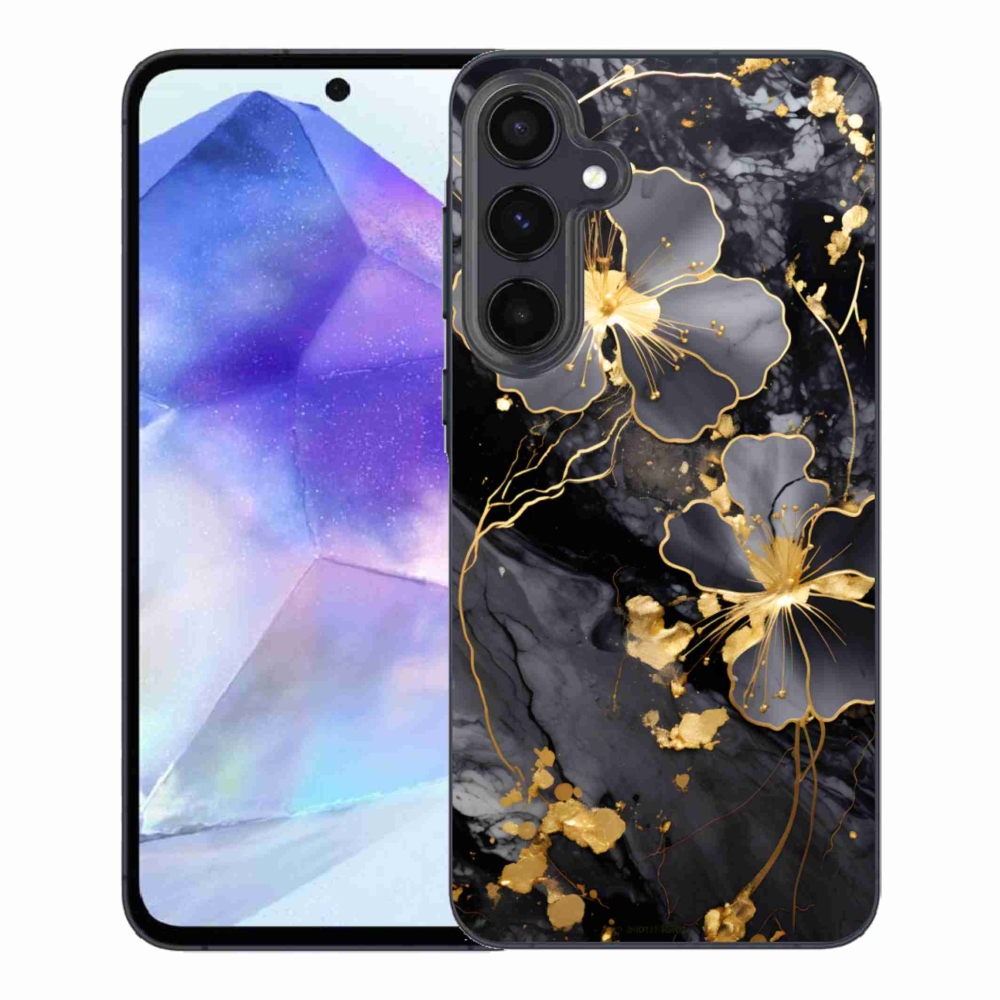 Gelový kryt mmCase na Samsung Galaxy A55 5G - zlaté květy