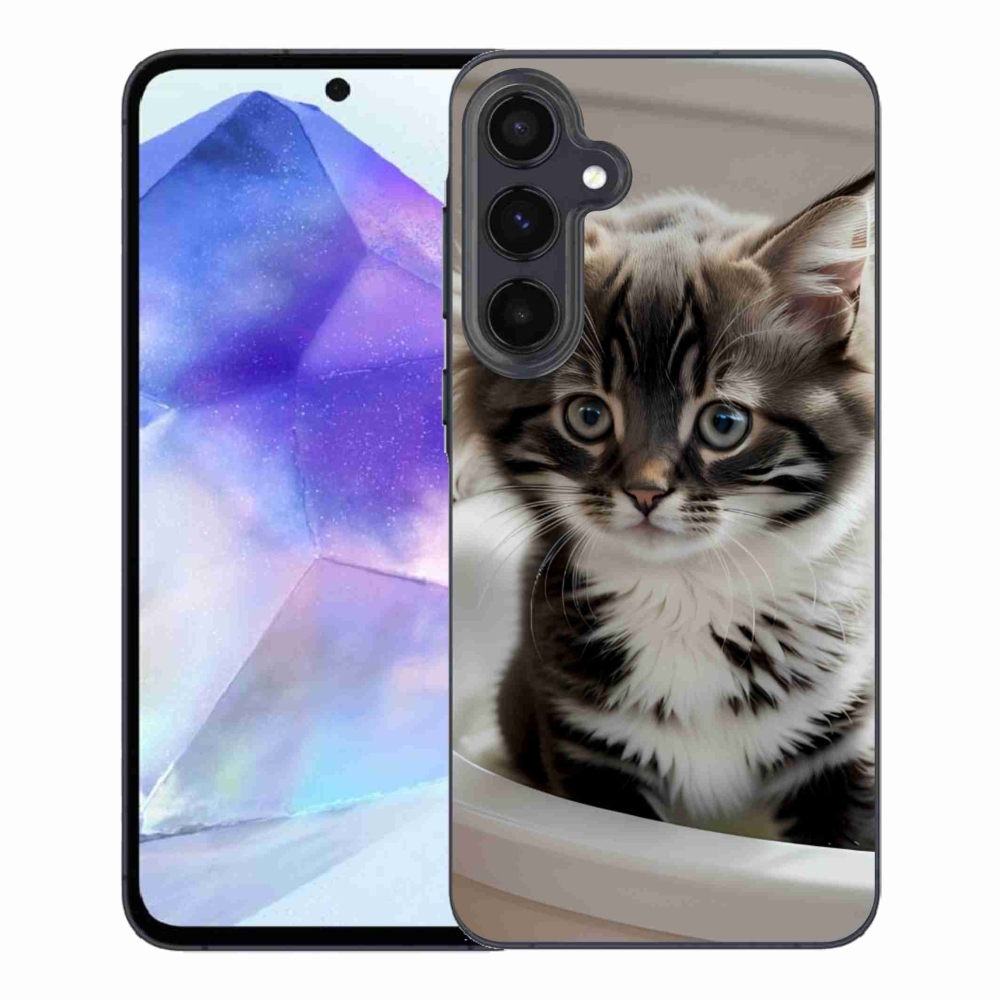 Gelový kryt mmCase na Samsung Galaxy A55 5G - zvědavé kotě