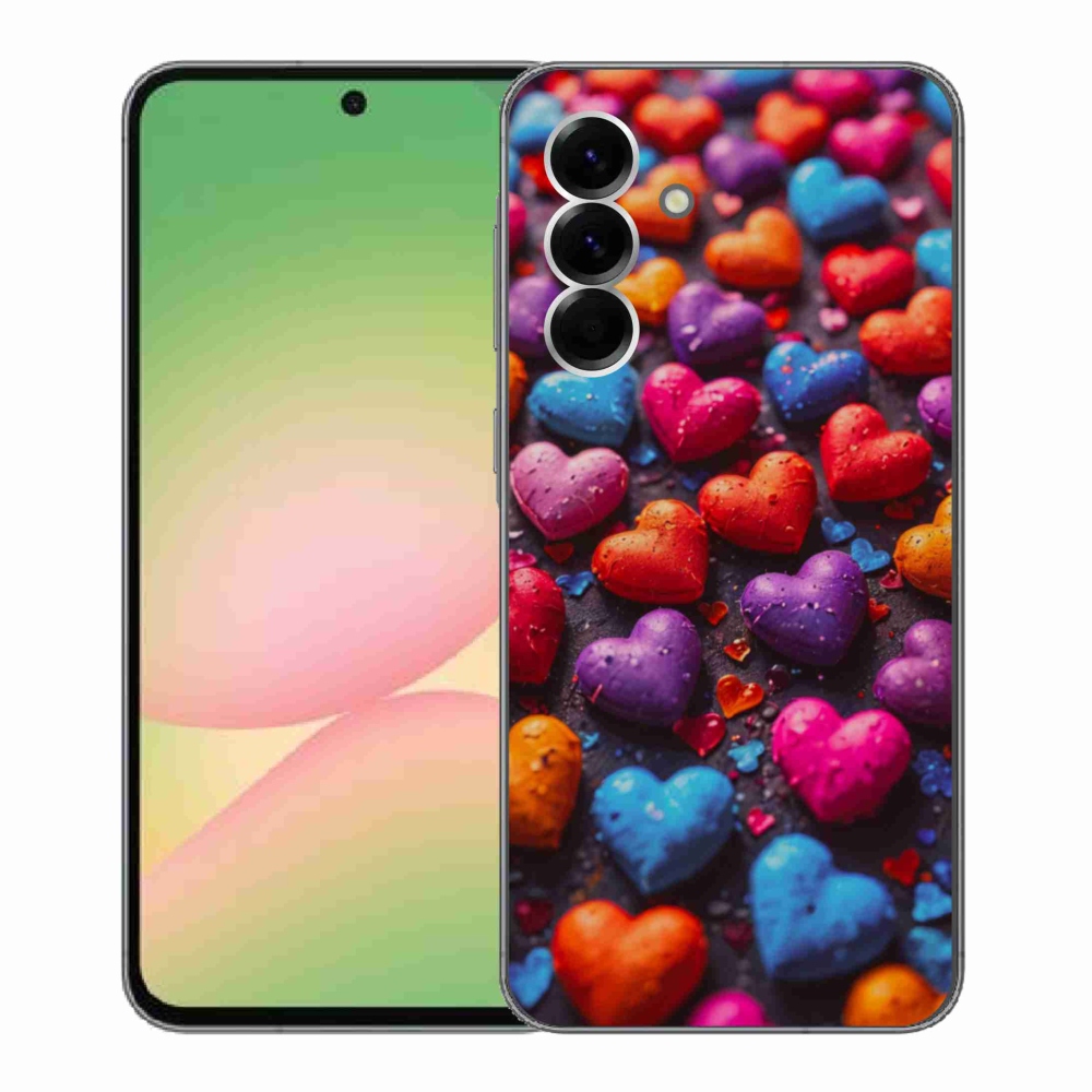 Gelový kryt mmCase na Samsung Galaxy A56 5G - barevná srdce