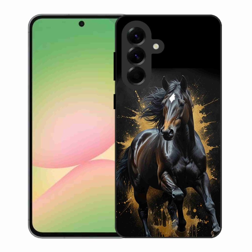 Gelový kryt mmCase na Samsung Galaxy A56 5G - elegantní černý hřebec