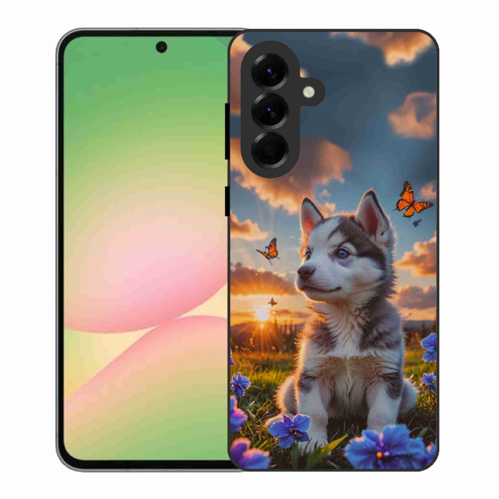 Gelový kryt mmCase na Samsung Galaxy A56 5G - husky při západu slunce