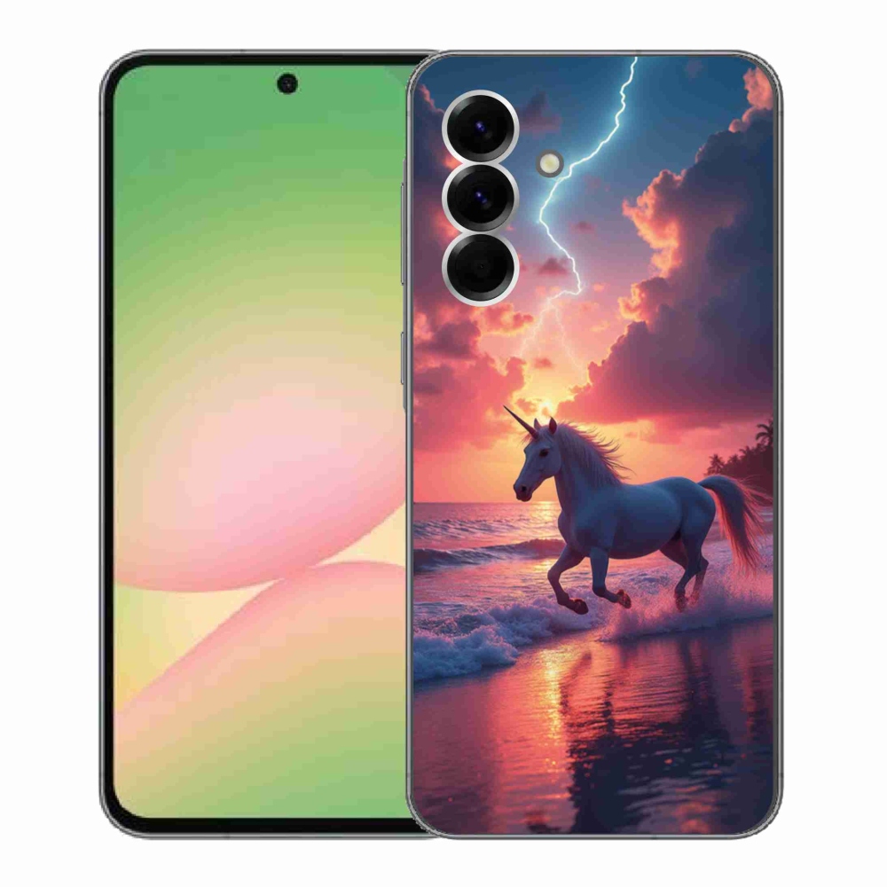 Gelový kryt mmCase na Samsung Galaxy A56 5G - jednorožec na pláži