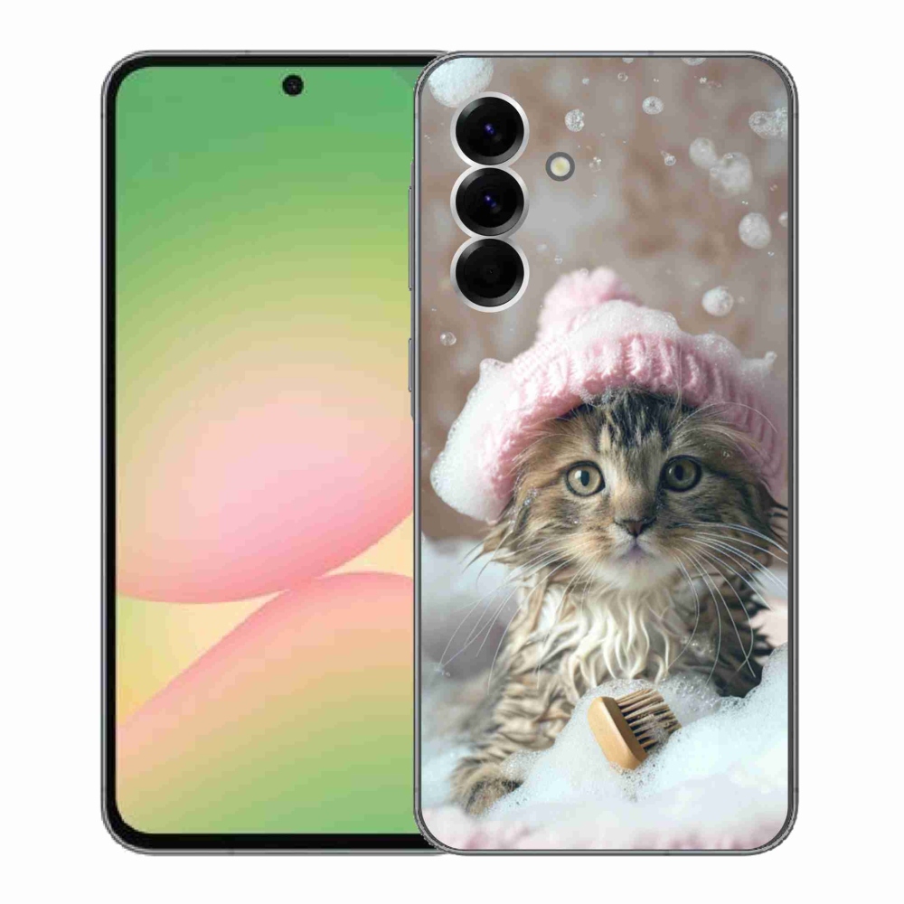 Gelový kryt mmCase na Samsung Galaxy A56 5G - kotě a koupel