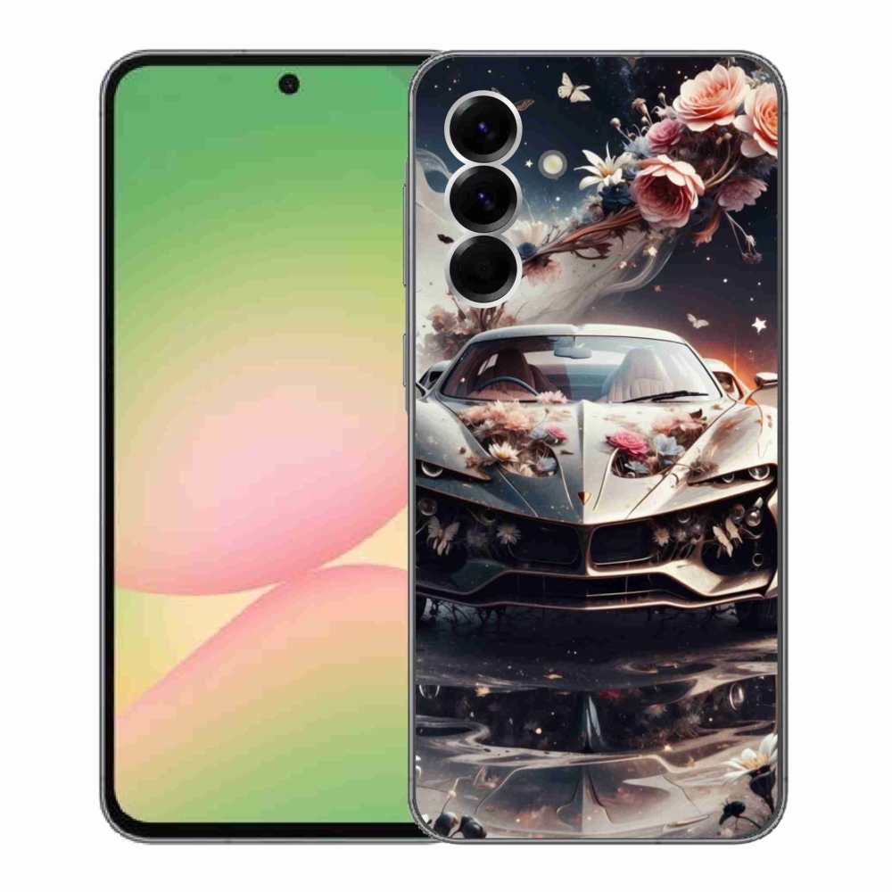 Gelový kryt mmCase na Samsung Galaxy A56 5G - květinový sportovní vůz