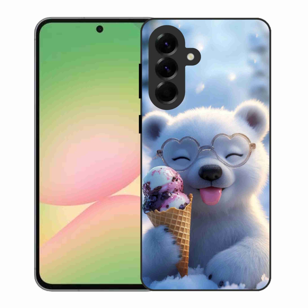 Gelový kryt mmCase na Samsung Galaxy A56 5G - medvídek se zmrzlinou