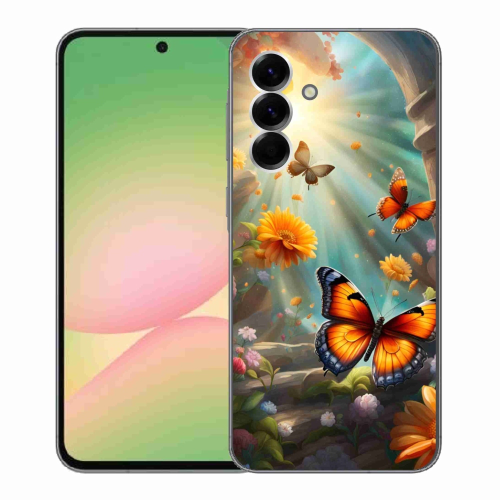 Gelový kryt mmCase na Samsung Galaxy A56 5G - motýlí zahrada 2