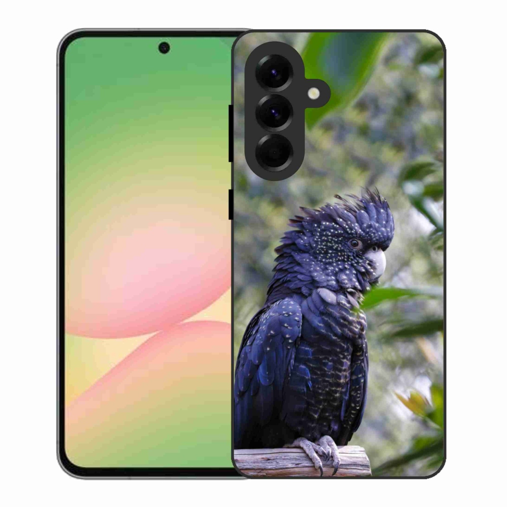 Gelový kryt mmCase na Samsung Galaxy A56 5G - papoušek kakadu černý