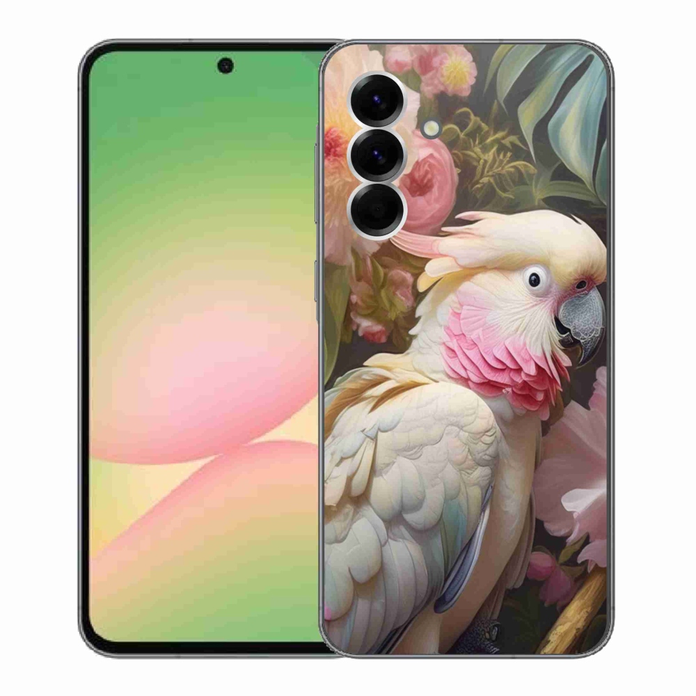 Gelový kryt mmCase na Samsung Galaxy A56 5G - papoušek kakadu růžový 2