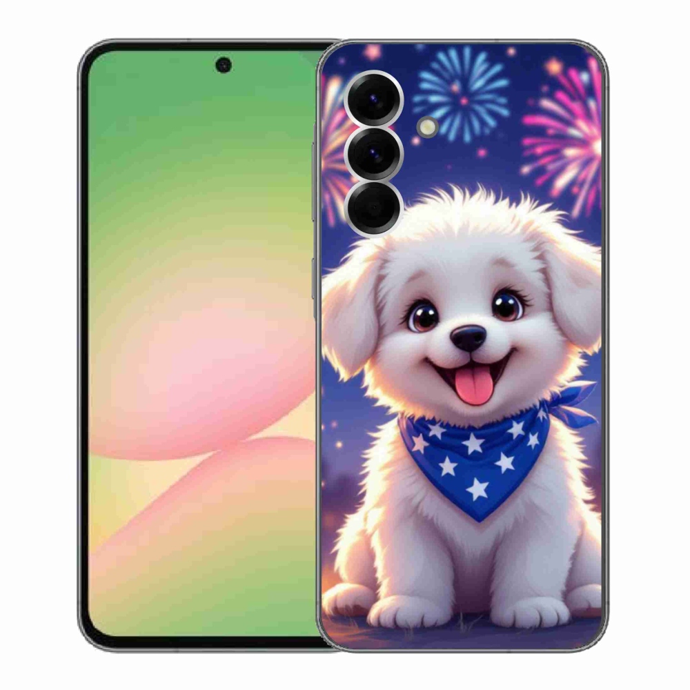 Gelový kryt mmCase na Samsung Galaxy A56 5G - slavnostní štěně