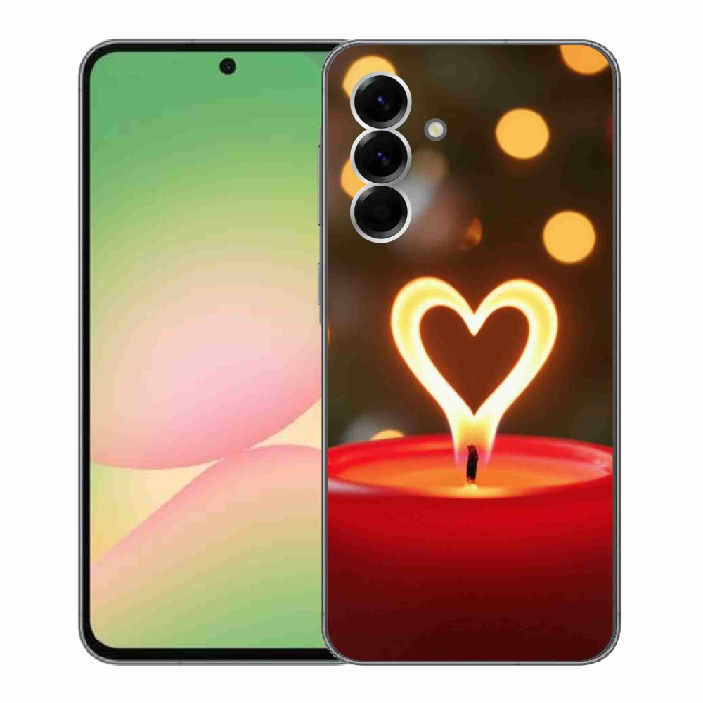 Gelový kryt mmCase na Samsung Galaxy A56 5G - srdce z plamene