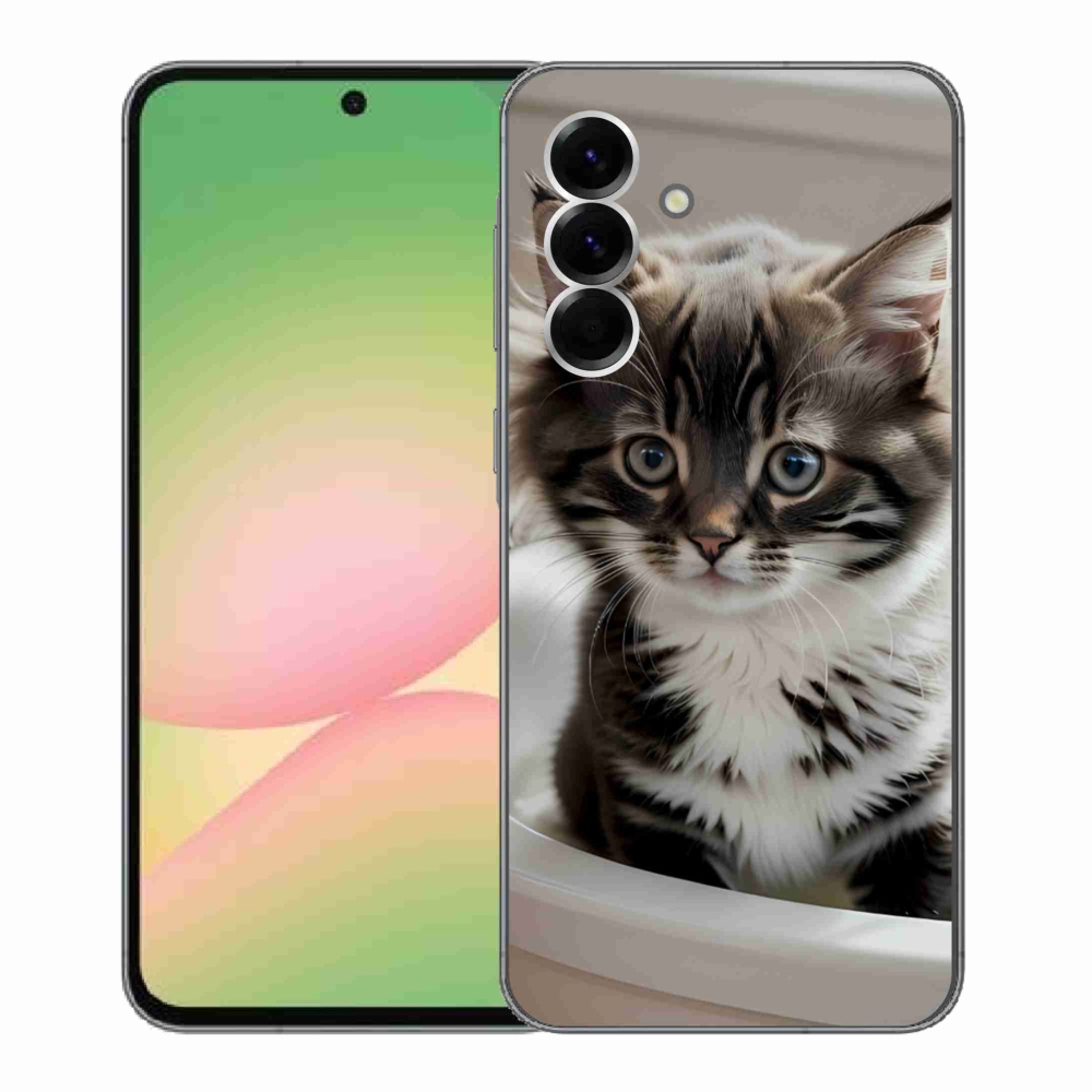 Gelový kryt mmCase na Samsung Galaxy A56 5G - zvědavé kotě