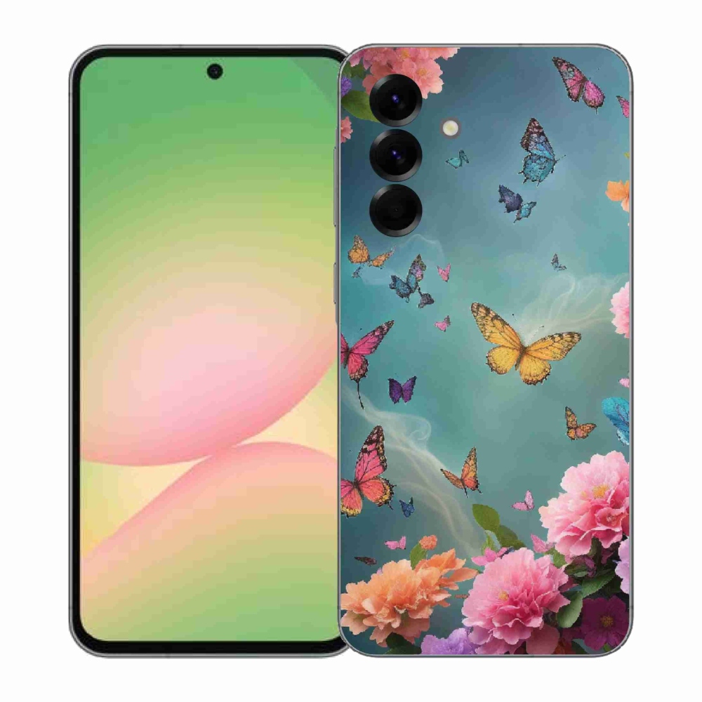 Gelový kryt mmCase na Samsung Galaxy A57 5G - barevné květy a motýli