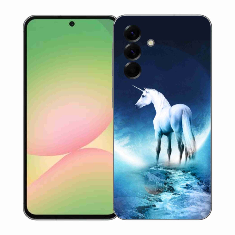 Gelový kryt mmCase na Samsung Galaxy A57 5G - bílý jednorožec