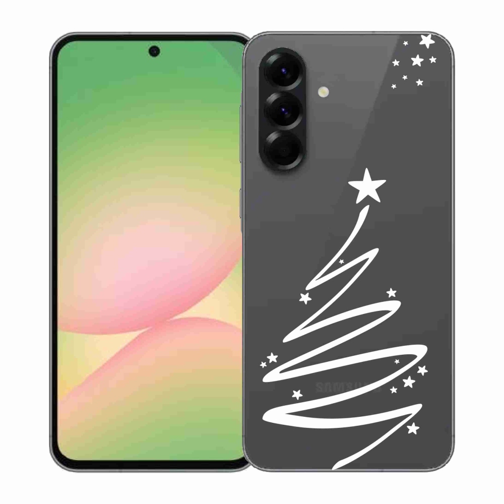 Gelový kryt mmCase na Samsung Galaxy A57 5G - bílý stromeček na průhledném pozadí