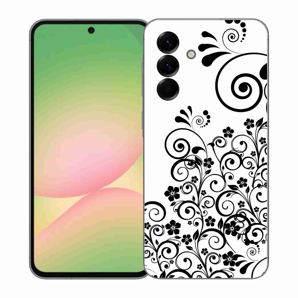 Gelový kryt mmCase na Samsung Galaxy A57 5G - černobílé květinové vzory