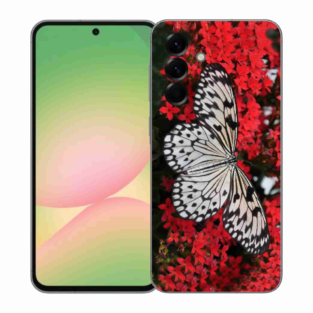 Gelový kryt mmCase na Samsung Galaxy A57 5G - černobílý motýl 1