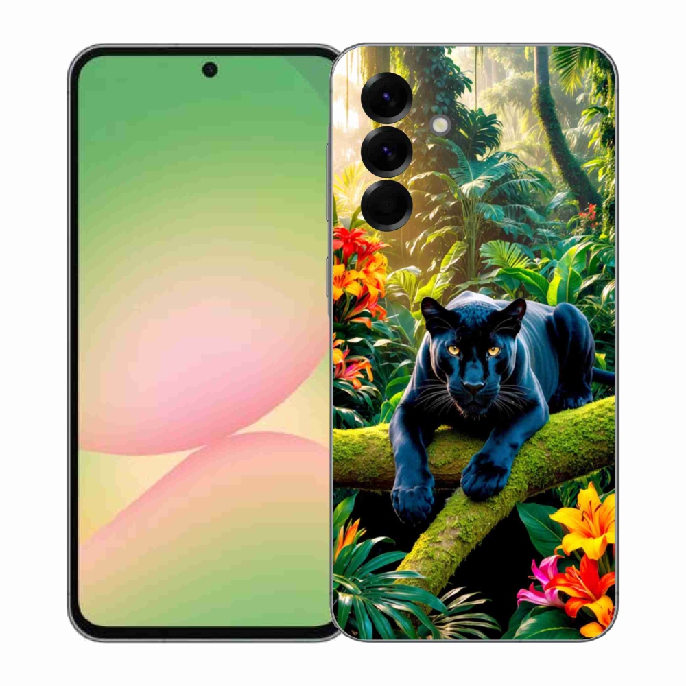 Gelový kryt mmCase na Samsung Galaxy A57 5G - černý panter v džungli