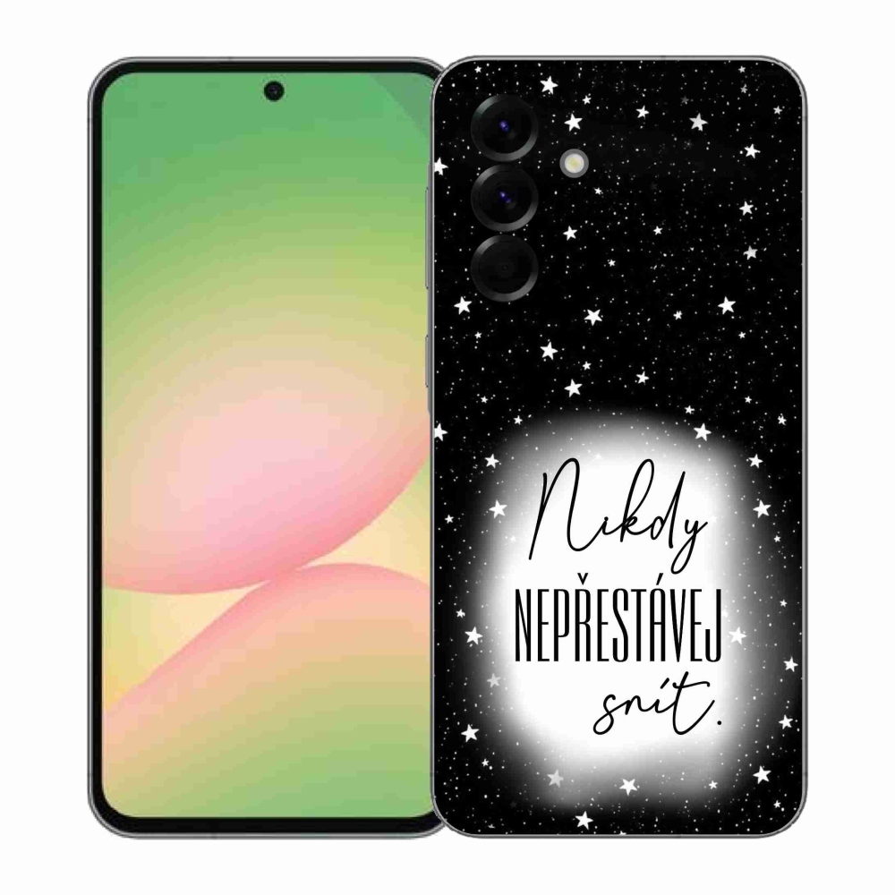 Gelový kryt mmCase na Samsung Galaxy A57 5G - citát 1 bíločerné pozadí