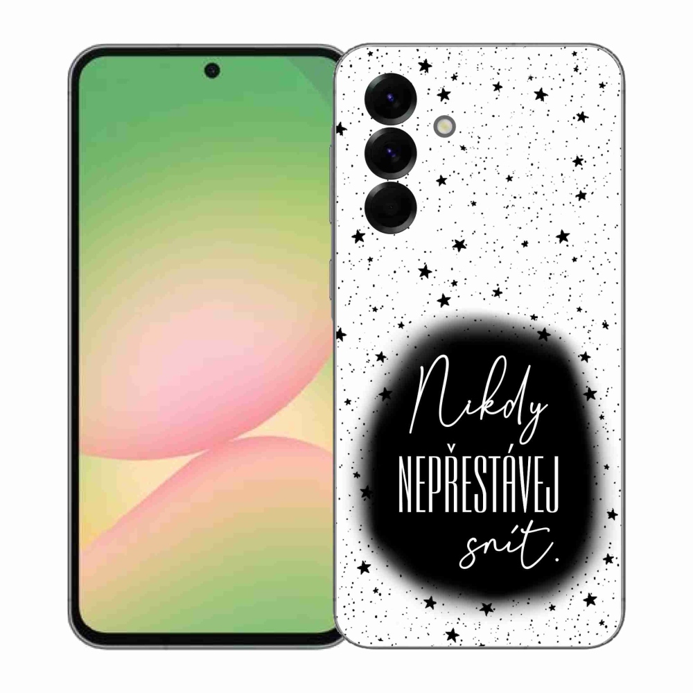 Gelový kryt mmCase na Samsung Galaxy A57 5G - citát 1 černobílé pozadí