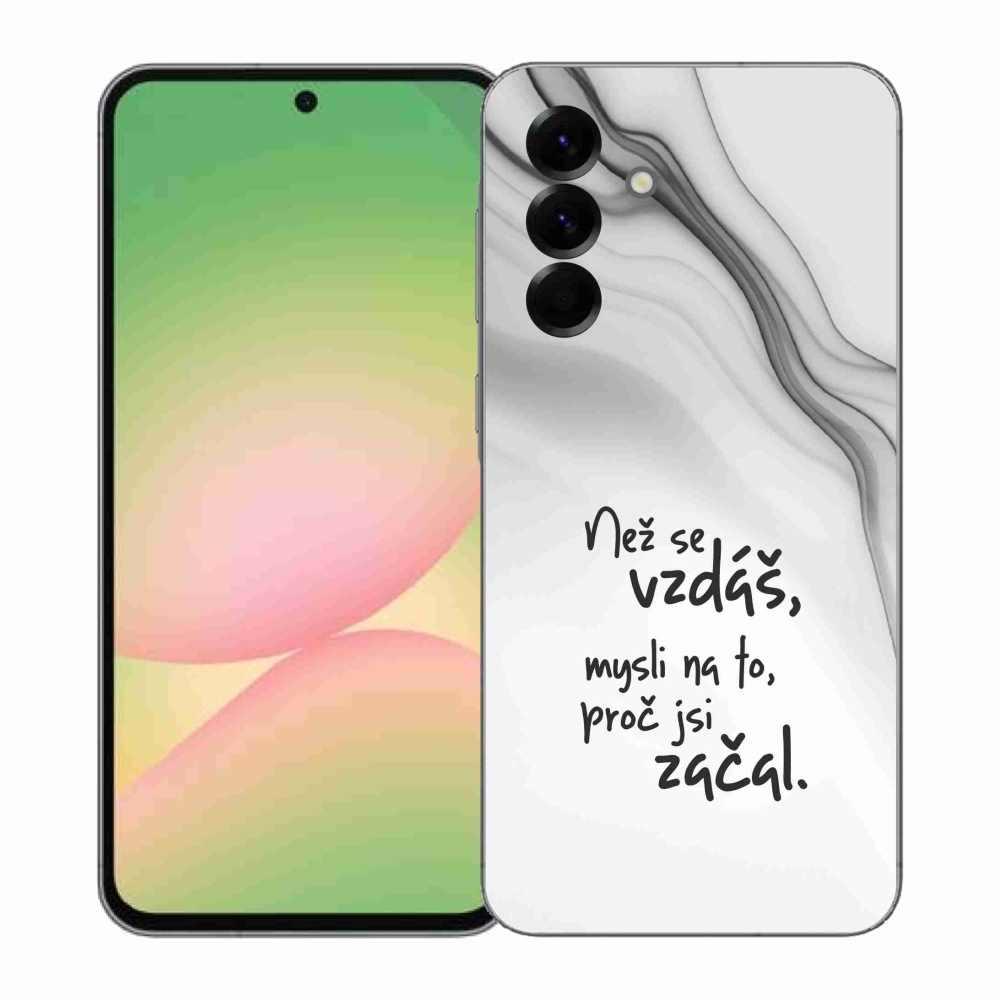 Gelový kryt mmCase na Samsung Galaxy A57 5G - citát 2 bílé pozadí