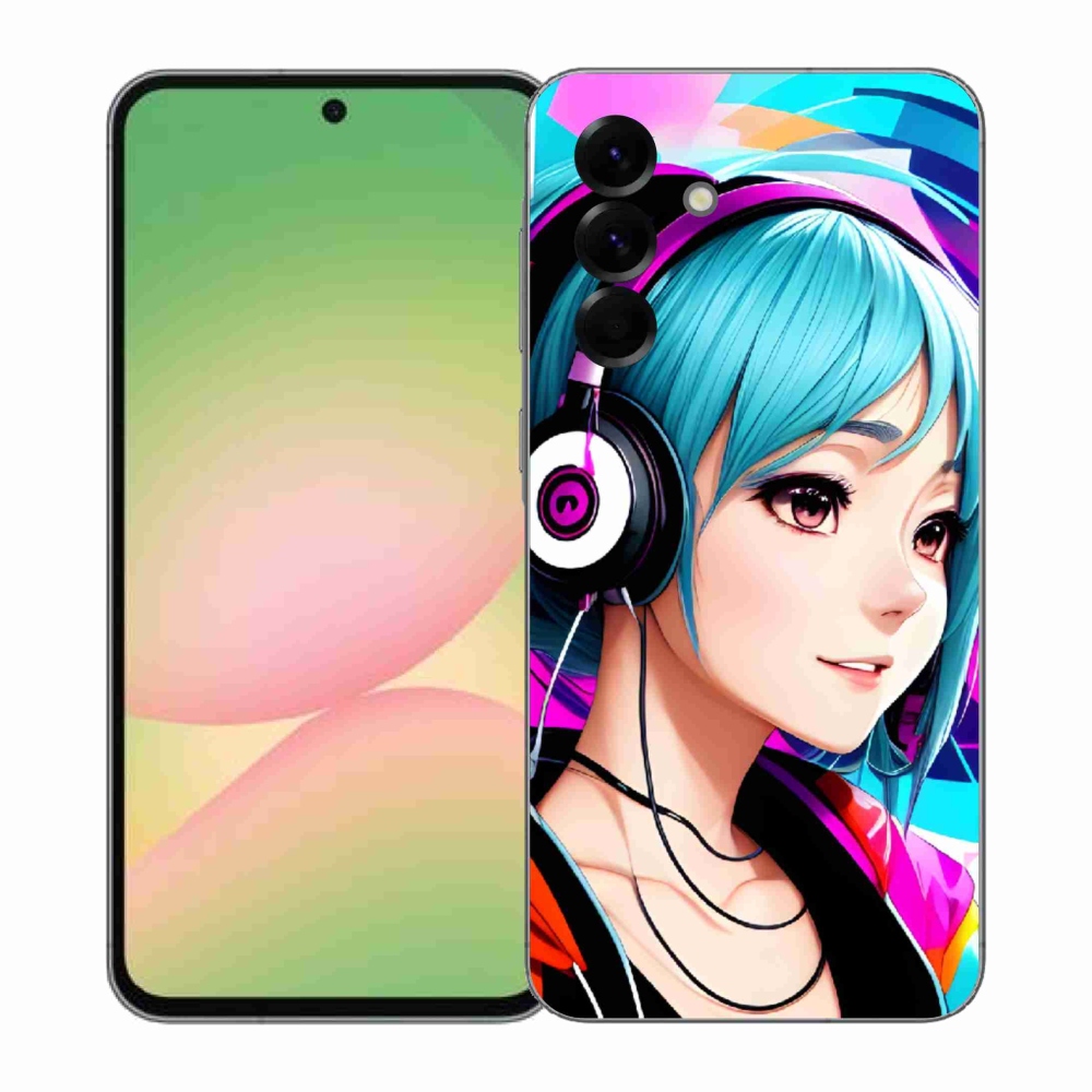 Gelový kryt mmCase na Samsung Galaxy A57 5G - dívka se sluchátky
