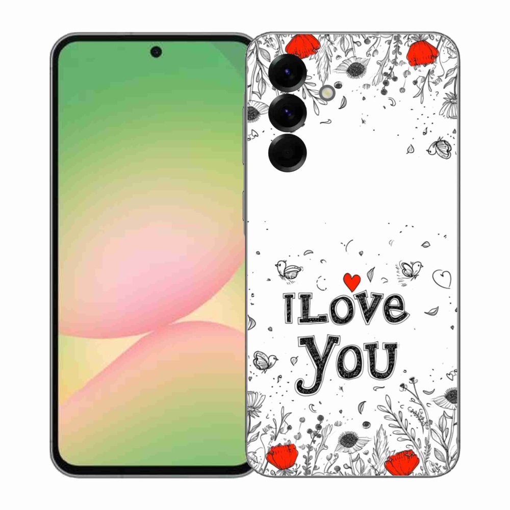 Gelový kryt mmCase na Samsung Galaxy A57 5G - I love you bílé pozadí