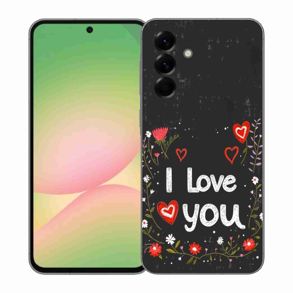 Gelový kryt mmCase na Samsung Galaxy A57 5G - I love you černé pozadí
