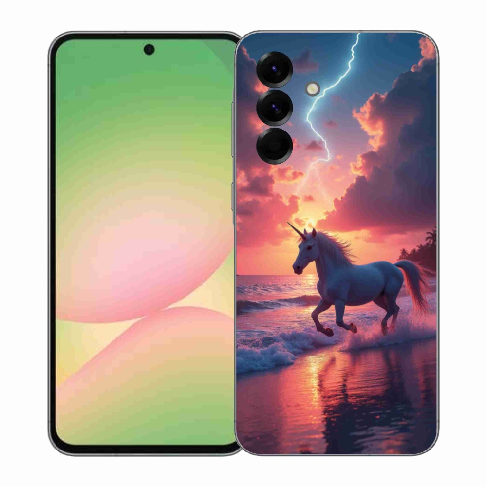 Gelový kryt mmCase na Samsung Galaxy A57 5G - jednorožec na pláži