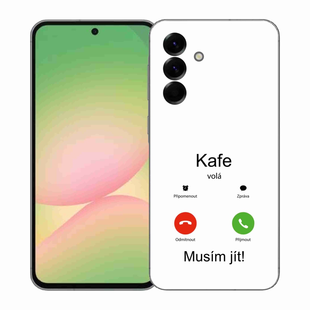 Gelový kryt mmCase na Samsung Galaxy A57 5G - kafe volá bílé pozadí