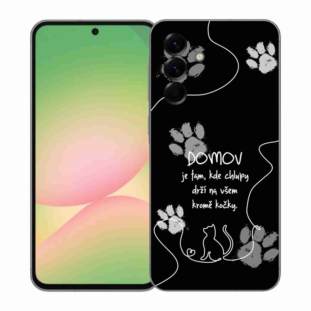 Gelový kryt mmCase na Samsung Galaxy A57 5G - kočičí motiv černé pozadí