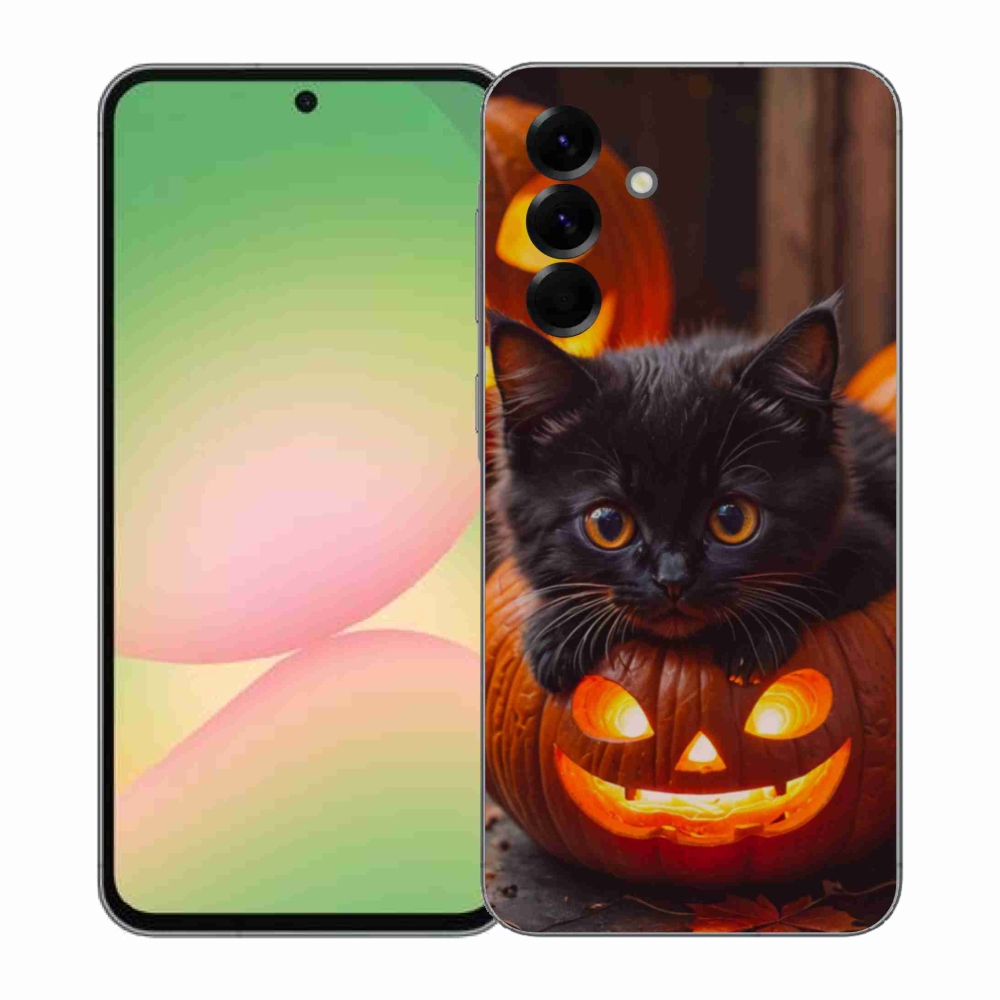 Gelový kryt mmCase na Samsung Galaxy A57 5G - kotě a dýně