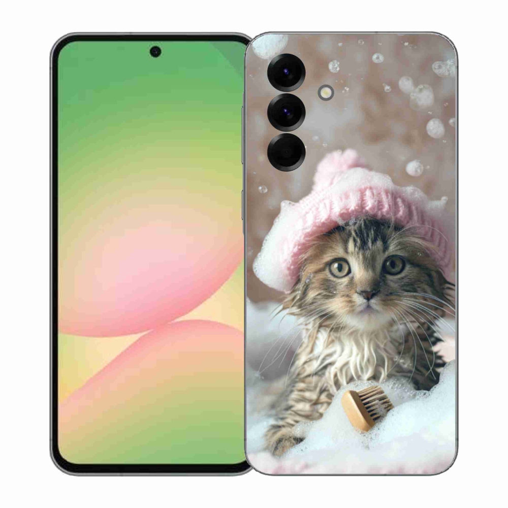 Gelový kryt mmCase na Samsung Galaxy A57 5G - kotě a koupel