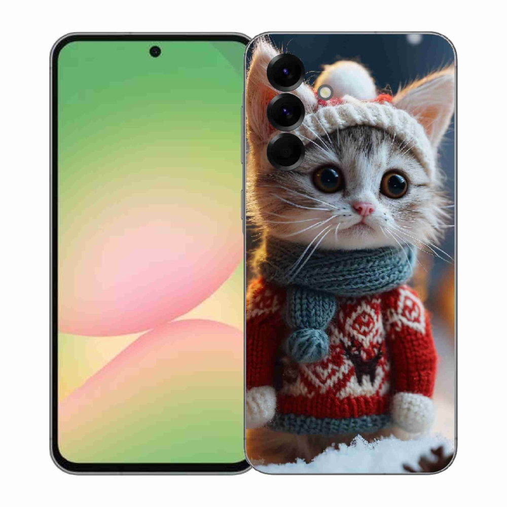 Gelový kryt mmCase na Samsung Galaxy A57 5G - kotě ve svetru