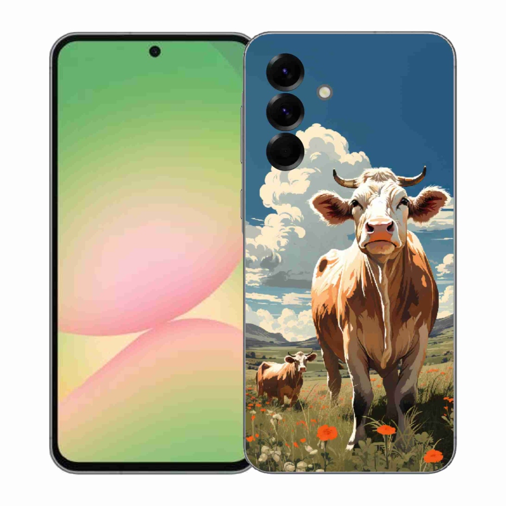 Gelový kryt mmCase na Samsung Galaxy A57 5G - krávy na louce