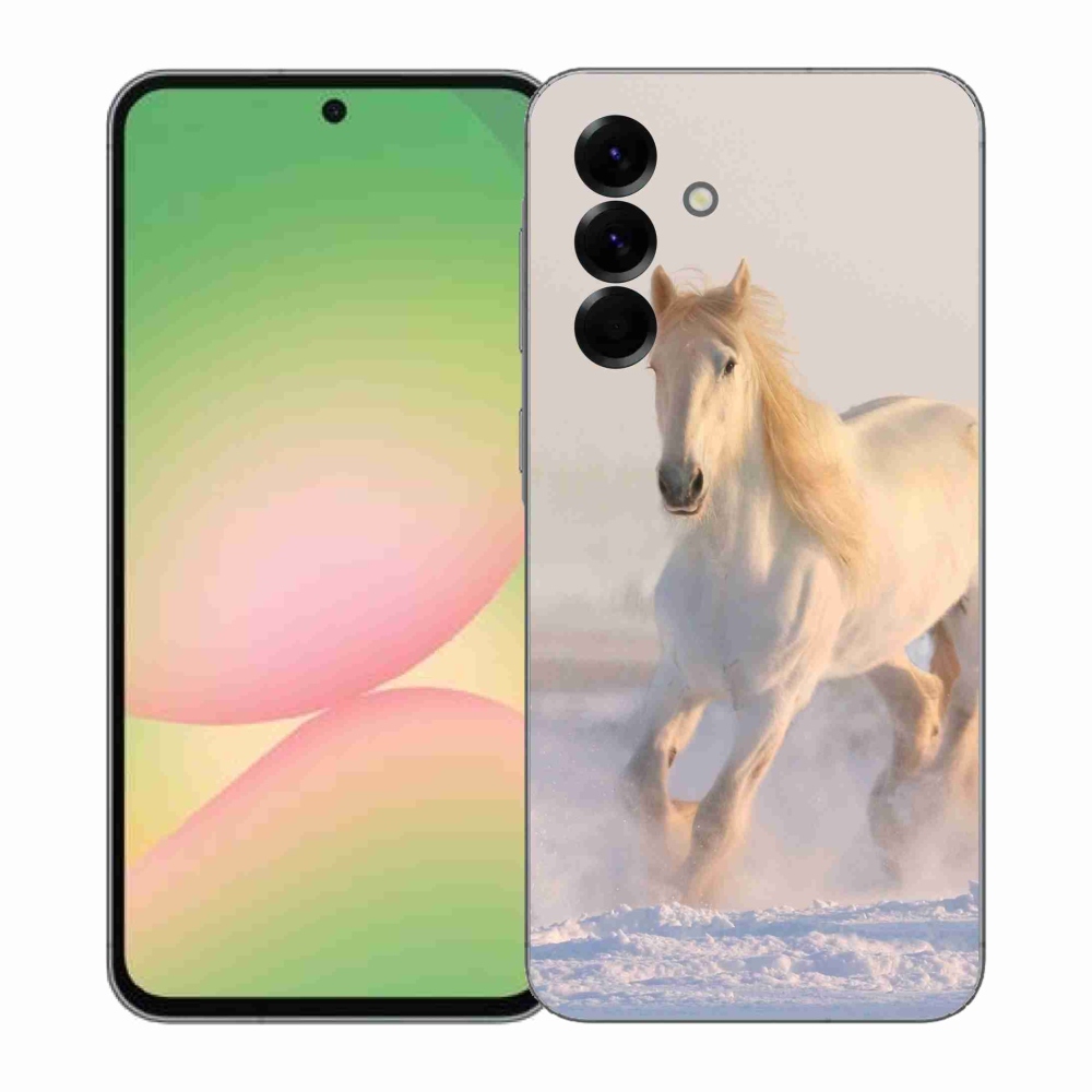Gelový kryt mmCase na Samsung Galaxy A57 5G - kůň ve sněhu
