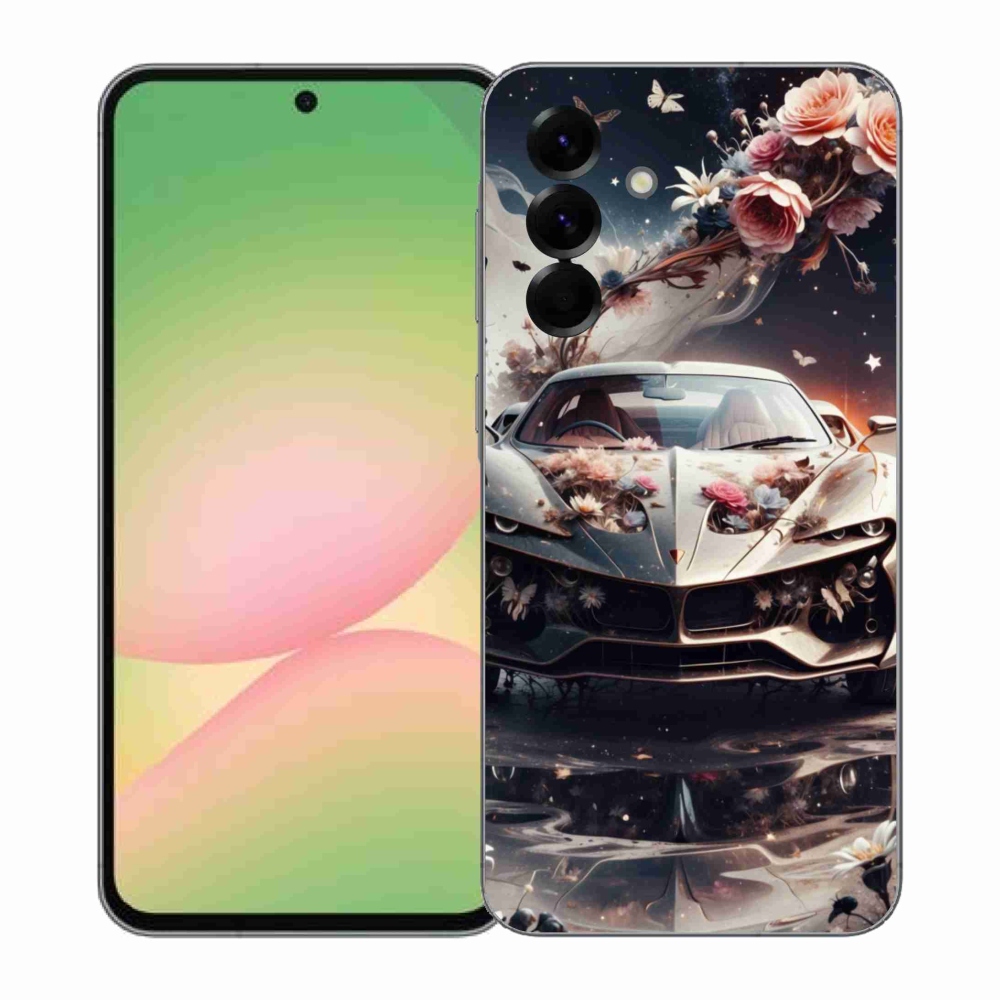 Gelový kryt mmCase na Samsung Galaxy A57 5G - květinový sportovní vůz